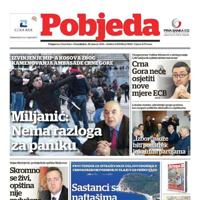 Na naslovnici Portala od danas listalica Pobjede Na naslovnici Portala od danas listalica Pobjede