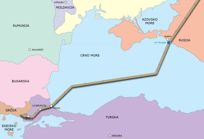 Gasprom: Ovo je mapa Turskog toka Gasprom: Ovo je mapa Turskog toka