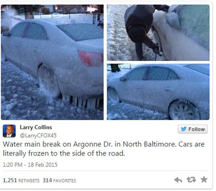 U Baltimoru je toliko hladno da su se automobili zaledili  U Baltimoru je toliko hladno da su se automobili zaledili