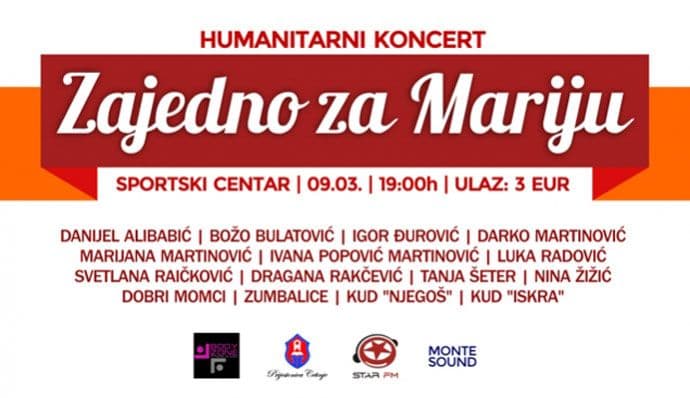 Nastavlja se akcija: Humanitarni koncert i žurka za Mariju Martinović Nastavlja se akcija: Humanitarni koncert i žurka za Mariju Martinović