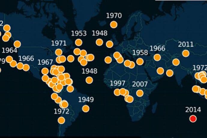 Mapa svih nestalih aviona od 1948. godine Mapa svih nestalih aviona od 1948. godine