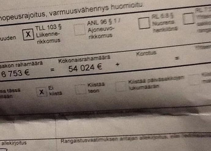 Finska: Kazna od 54.024 eura zbog prekoračenja brzine Finska: Kazna od 54.024 eura zbog prekoračenja brzine