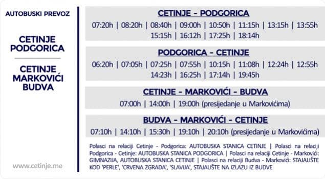 Od sjutra redovna autobuska linija Cetinje-Markovići-Budva Od sjutra redovna autobuska linija Cetinje-Markovići-Budva
