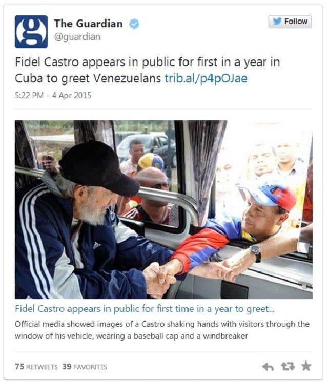 Kastro ponovo u javnosti Kastro ponovo u javnosti