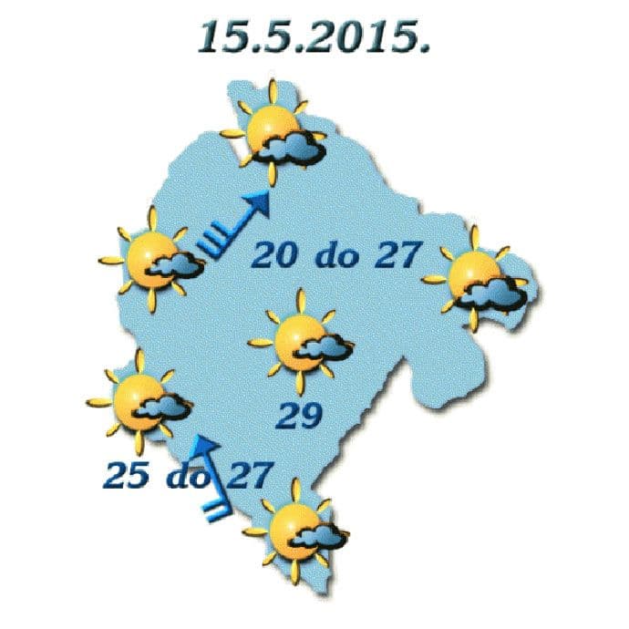 Sjutra umjereno oblačno, do 29 stepeni Sjutra umjereno oblačno, do 29 stepeni