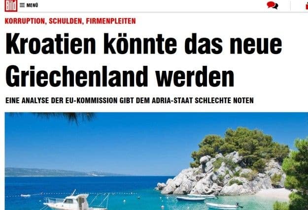 "BILD": Hrvatska bi mogla biti nova Grčka  "BILD": Hrvatska bi mogla biti nova Grčka