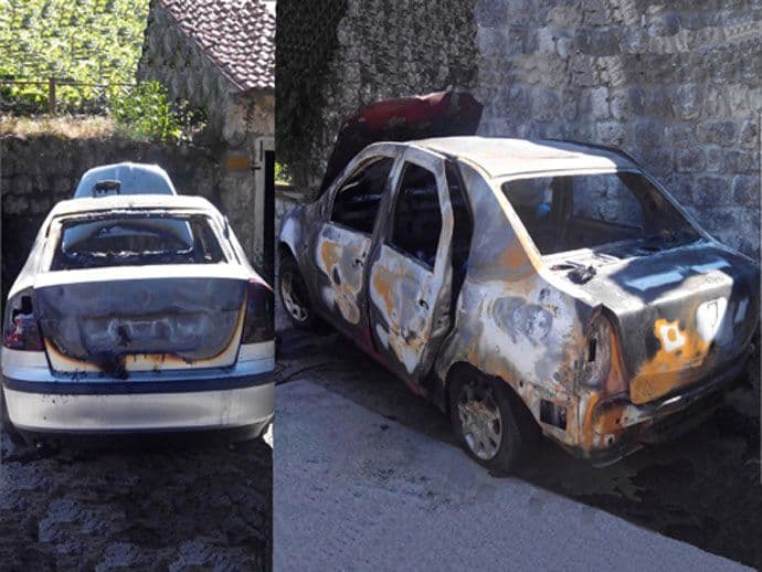 DOBROTA: Izgorjeli automobili šefa tivatskog SNP-a i bivšeg sudije DOBROTA: Izgorjeli automobili šefa tivatskog SNP-a i bivšeg sudije