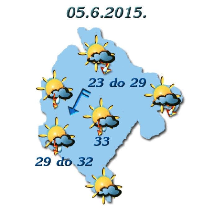Sjutra sunčano, poslijepodne moguća kiša Sjutra sunčano, poslijepodne moguća kiša