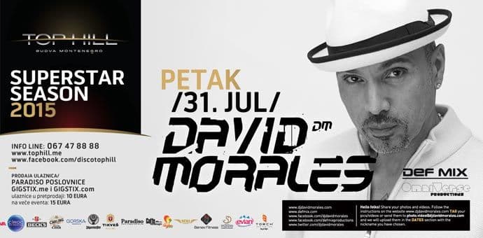 Po dvije karte Danijeli i Novici za nastup Dejvida Moralesa u Top Hill-u! Po dvije karte Danijeli i Novici za nastup Dejvida Moralesa u Top Hill-u!