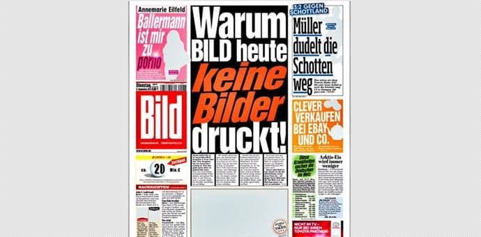 Zbog čega je njemački Bild osvanuo bez fotografija? Zbog čega je njemački Bild osvanuo bez fotografija?