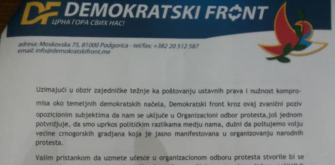 DF pozvao lidere opozicionih stranaka da se priključe protestima DF pozvao lidere opozicionih stranaka da se priključe protestima