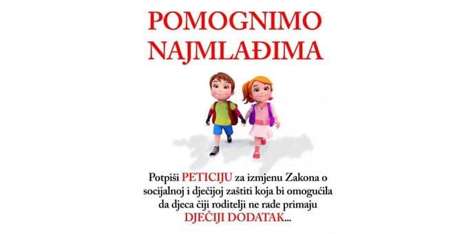 Sjutra prikupljanje potpisa za dječiji dodatak Sjutra prikupljanje potpisa za dječiji dodatak