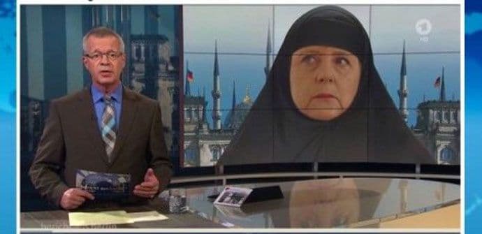 Skandal u Njemačkoj: ARD prikazao Merkelovu sa čadorom na glavi (VIDEO) Skandal u Njemačkoj: ARD prikazao Merkelovu sa čadorom na glavi (VIDEO)