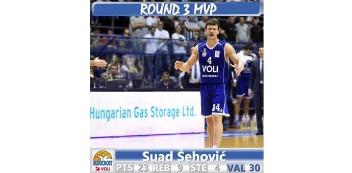 ABA: Šehović MVP trećeg kola ABA: Šehović MVP trećeg kola