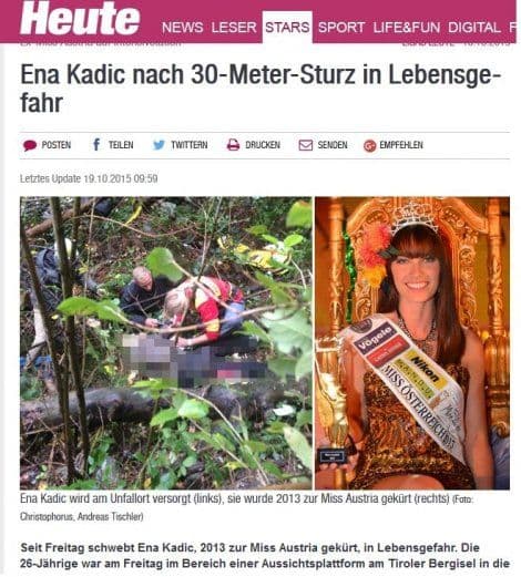 Misica Ena Kadić pala sa obronka visokog 30 metara  Misica Ena Kadić pala sa obronka visokog 30 metara