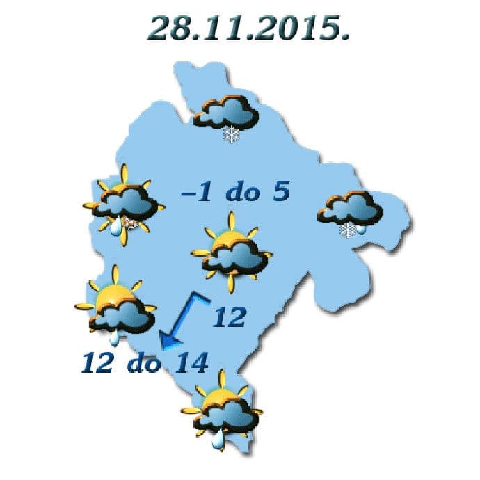 Sjutra oblačno sa slabim padavinama Sjutra oblačno sa slabim padavinama