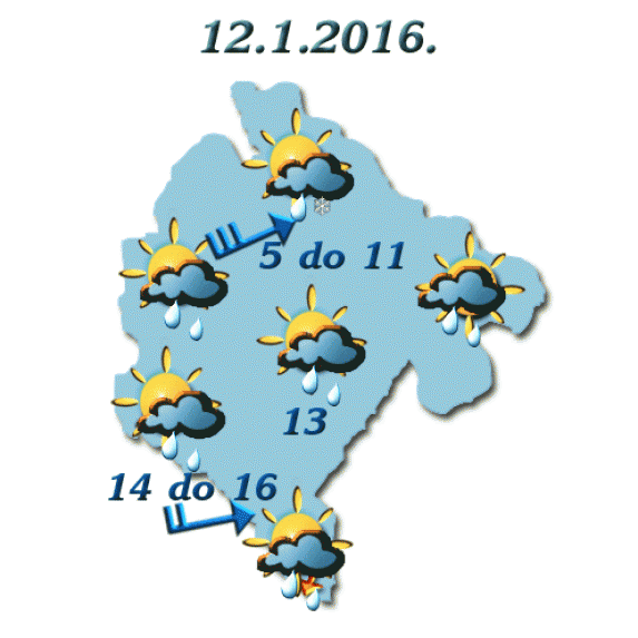 Sjutra povremeno kiša, popodne djelimično razvedravanje Sjutra povremeno kiša, popodne djelimično razvedravanje