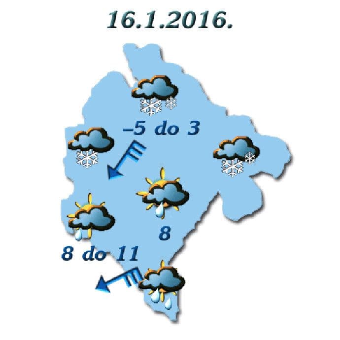 Sjutra oblačno sa padavinama i vjetrovito Sjutra oblačno sa padavinama i vjetrovito