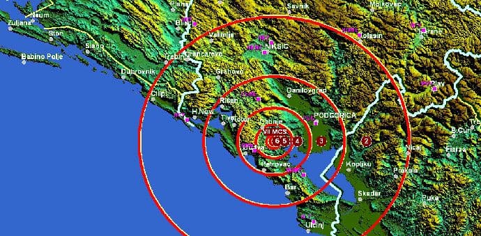 Zemljotres srednje jačine zabilježen kod Cetinja Zemljotres srednje jačine zabilježen kod Cetinja