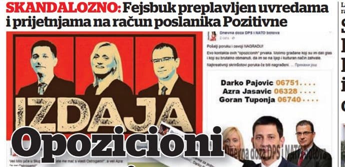 Prijetnje i uvrede na Fejsbuku: Opozicioni botovi traže linč Pajovića Prijetnje i uvrede na Fejsbuku: Opozicioni botovi traže linč Pajovića