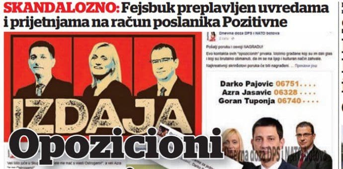 Tužilaštvo ispituje prijetnje upućene poslanicima Pozitivne Tužilaštvo ispituje prijetnje upućene poslanicima Pozitivne