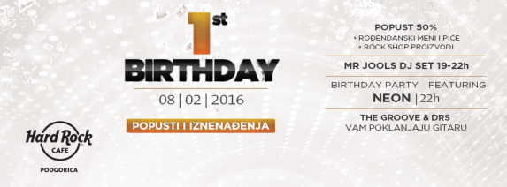 Hard Rock Cafe svirkom i popustima obilježava prvi rođendan Hard Rock Cafe svirkom i popustima obilježava prvi rođendan