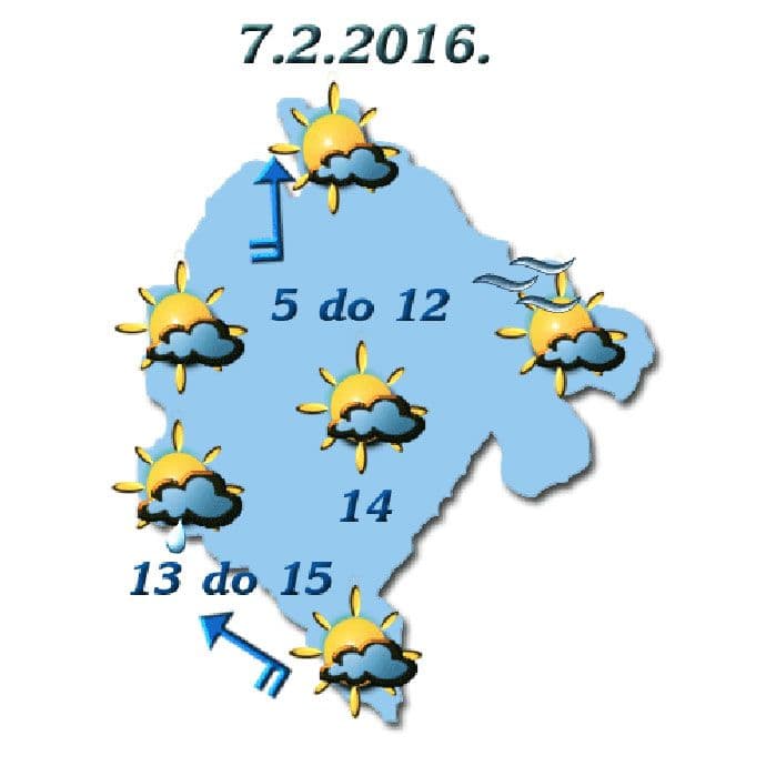 Sjutra promjenljivo, do 15 stepeni Sjutra promjenljivo, do 15 stepeni