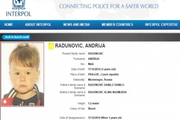 Nestao trogodišnji Andrija Radunović Nestao trogodišnji Andrija Radunović