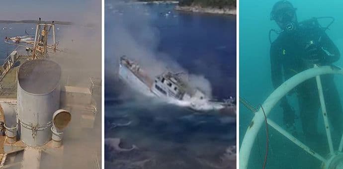 VIDEO: Senzacionalni snimci potapanje broda JNA "Vis" VIDEO: Senzacionalni snimci potapanje broda JNA "Vis"