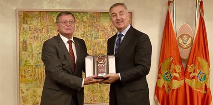 Đukanović sa predsjednikom CEV-a i predstavnicima OSCG Đukanović sa predsjednikom CEV-a i predstavnicima OSCG