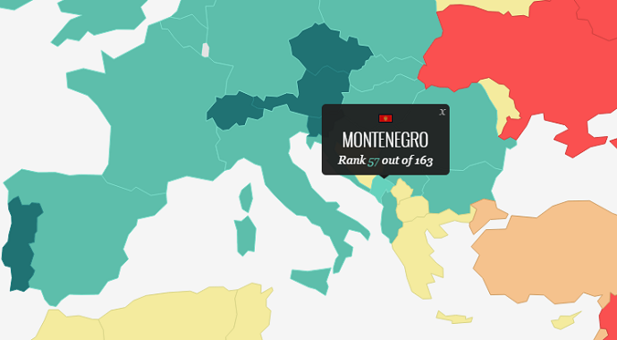 Deset najmirnijih zemalja svijeta, Crna Gora na 57. mjestu Deset najmirnijih zemalja svijeta, Crna Gora na 57. mjestu