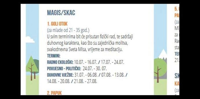 Ljetnji kamp za mlade: Fizički rad i molitva na Golom otoku Ljetnji kamp za mlade: Fizički rad i molitva na Golom otoku