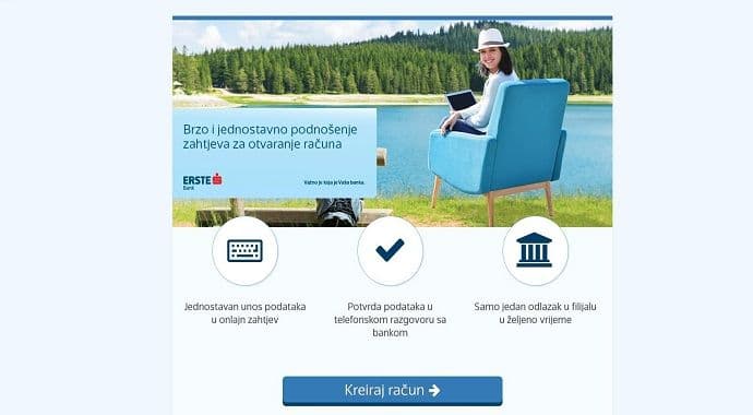 Erste banka uvela mogućnost slanja online zahtjeva za otvaranje računa Erste banka uvela mogućnost slanja online zahtjeva za otvaranje računa