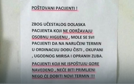 Zubarka Maja postrojila pacijente: Ako ne mirišete lijepo, nema popravke zuba Zubarka Maja postrojila pacijente: Ako ne mirišete lijepo, nema popravke zuba