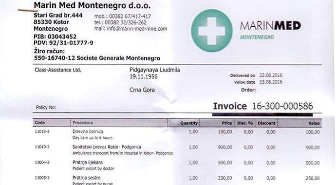 Račun kotorske klinike Marin Med: Više vam se isplati da umrete Račun kotorske klinike Marin Med: Više vam se isplati da umrete