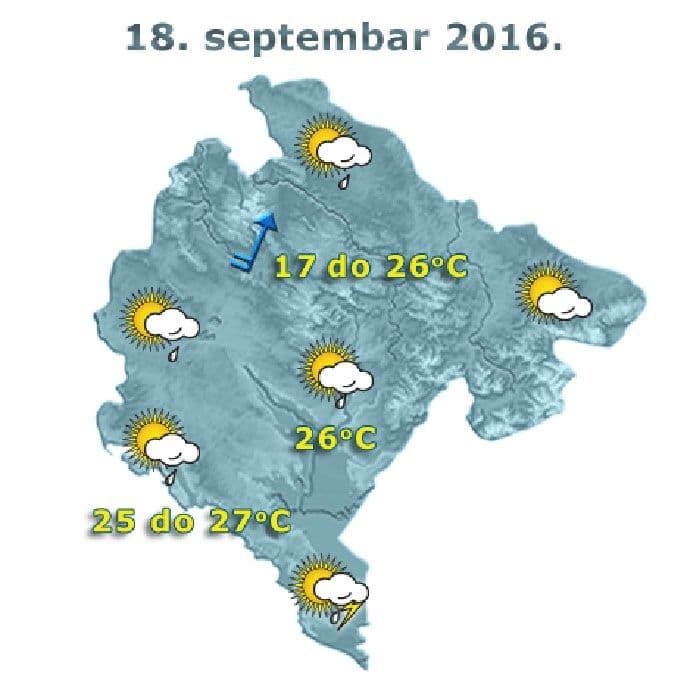 Sjutra promjenljivo oblačno, krajem dana pljuskovi i grmljavina Sjutra promjenljivo oblačno, krajem dana pljuskovi i grmljavina