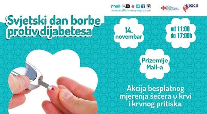 Besplatno mjerenje šećera u krvi i krvnog pritiska povodom svjetskog dana borbe protiv dijabetesa Besplatno mjerenje šećera u krvi i krvnog pritiska povodom svjetskog dana borbe protiv dijabetesa