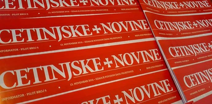 Besplatne "Cetinjske novine" sjutra na kioscima Besplatne "Cetinjske novine" sjutra na kioscima
