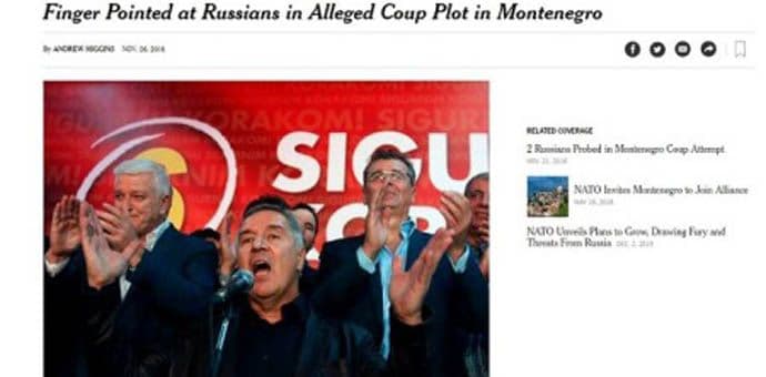 NJUJORK TAJMS: Uloga Rusije u udaru u Crnoj Gori NJUJORK TAJMS: Uloga Rusije u udaru u Crnoj Gori