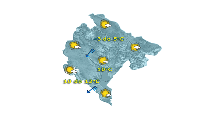 Pretežno sunčano, slabiji vjetar od sredine dana Pretežno sunčano, slabiji vjetar od sredine dana