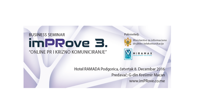 Treći ImPRove biznis seminar okupiće preko 100 učesnika Treći ImPRove biznis seminar okupiće preko 100 učesnika