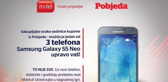 NAGRADNA IGRA POBJEDE: Čitaocima tri telefona Samsung Galaxy S5 Neo sa pretplatama NAGRADNA IGRA POBJEDE: Čitaocima tri telefona Samsung Galaxy S5 Neo sa pretplatama
