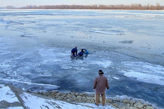 FOTO: Skočio u ledeni Dunav da spase psa FOTO: Skočio u ledeni Dunav da spase psa