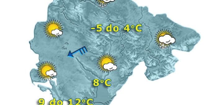Sjutra promjenljivo oblačno, na sjeveru slab snijeg Sjutra promjenljivo oblačno, na sjeveru slab snijeg