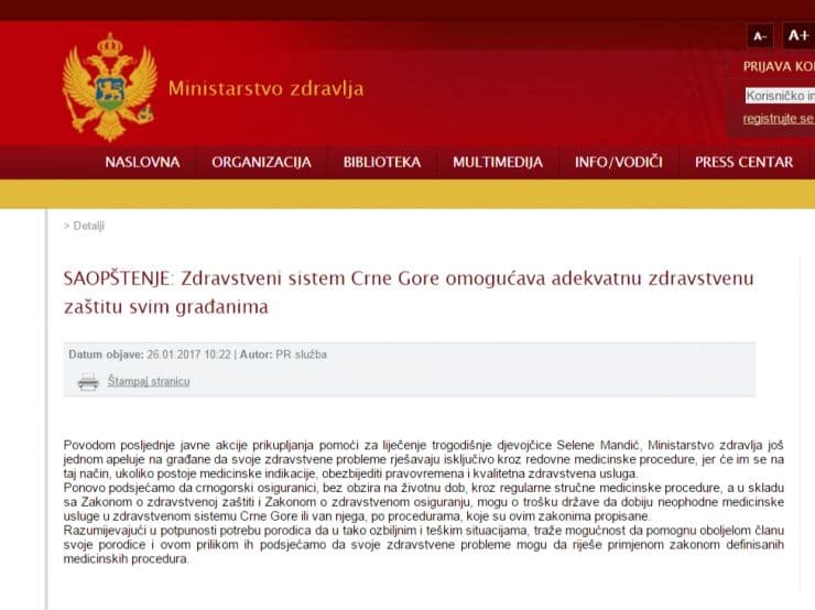 Grupa NVO: Najoštrija osuda saopštenja Ministarstva zdravlja Grupa NVO: Najoštrija osuda saopštenja Ministarstva zdravlja