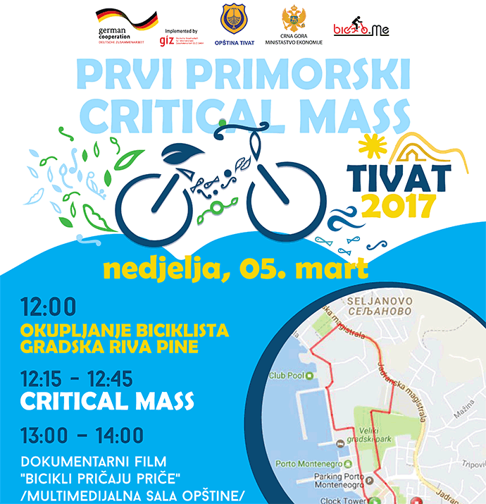 Prvi primorski "Critical Mass" u Tivtu u nedjelju Prvi primorski "Critical Mass" u Tivtu u nedjelju