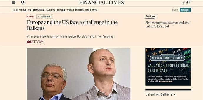 Fajnenšel tajms: Rusi htjeli da ometu ulazak CG u NATO Fajnenšel tajms: Rusi htjeli da ometu ulazak CG u NATO