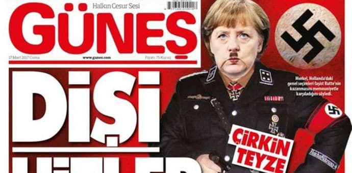 Turski mediji predstavili Merkel kao ženskog Hitlera Turski mediji predstavili Merkel kao ženskog Hitlera
