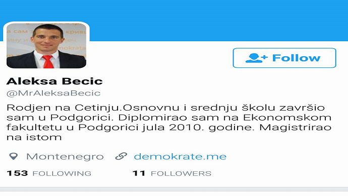 Demokrate: Na Tviteru napravljen lažni Bečićev nalog Demokrate: Na Tviteru napravljen lažni Bečićev nalog