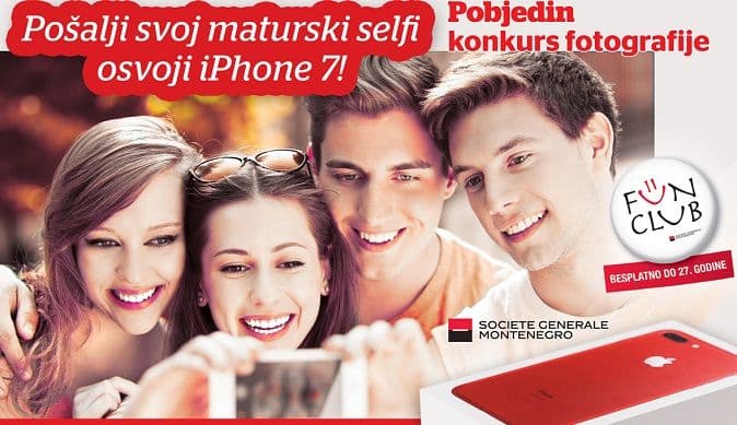 Pobjeda i “Societe Generale” nagrađuju maturante i polumaturante: Tri iPhone sedmice za najljepše selfije Pobjeda i “Societe Generale” nagrađuju maturante i polumaturante: Tri iPhone sedmice za najljepše selfije